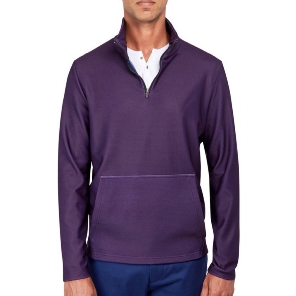 CON.STRUCT Men's 1/4 Zip Performance Pullover Fleece Lined Purple Geo Print M